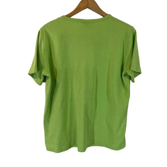 Aces Design Hummingbird Rhinestone Studded T Shirt Plus XXL Lime Green Knit Top - Picture 2 of 9